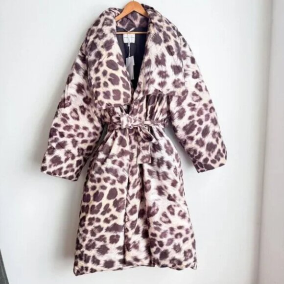 H&M Studio Animal Print Down Filled Long Puffer Coat XL - Picture 5 of 14
